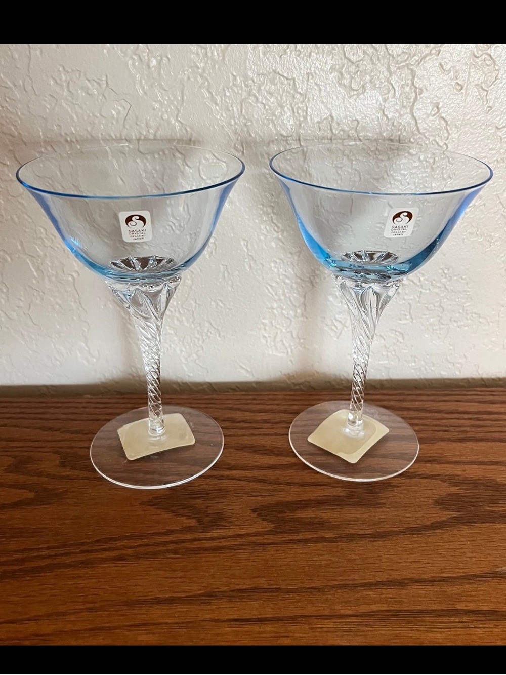 Vintage Sasaki Crystal Hawthorne Azure Cocktail Glasses